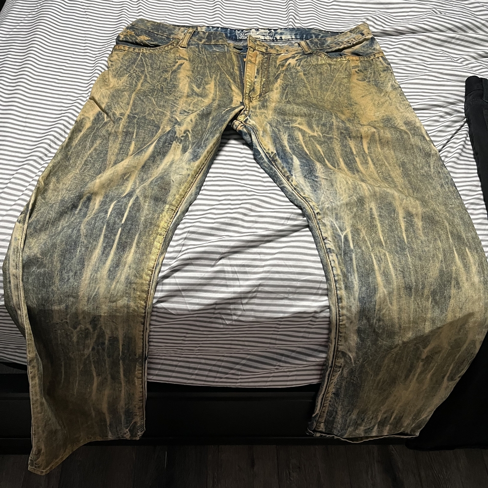 Stylish Blue and Tan Men's Jeans